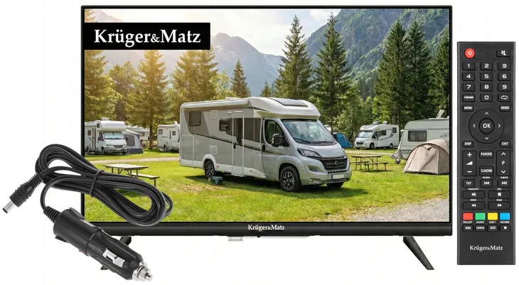 Telewizor 24" do Ciężarówki / Kamper / Kamping DVB-T2 12V / 230V + Zasilacz