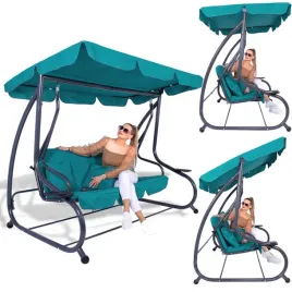 hustawka-ogrodowa-lezanka-z-daszkiem-turkusowa-3-osobowa