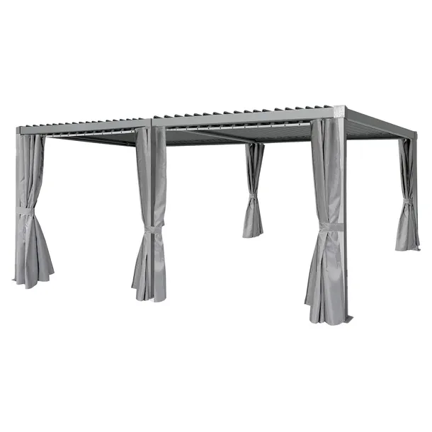 Pergola multiklimatyczna 3x6m z zasłonami regulowany stalowy dach 18mkw
