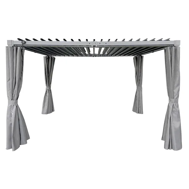 Pergola multiklimatyczna 3x3 z zasłonami z regulowanym stalowym dachem 9mkw