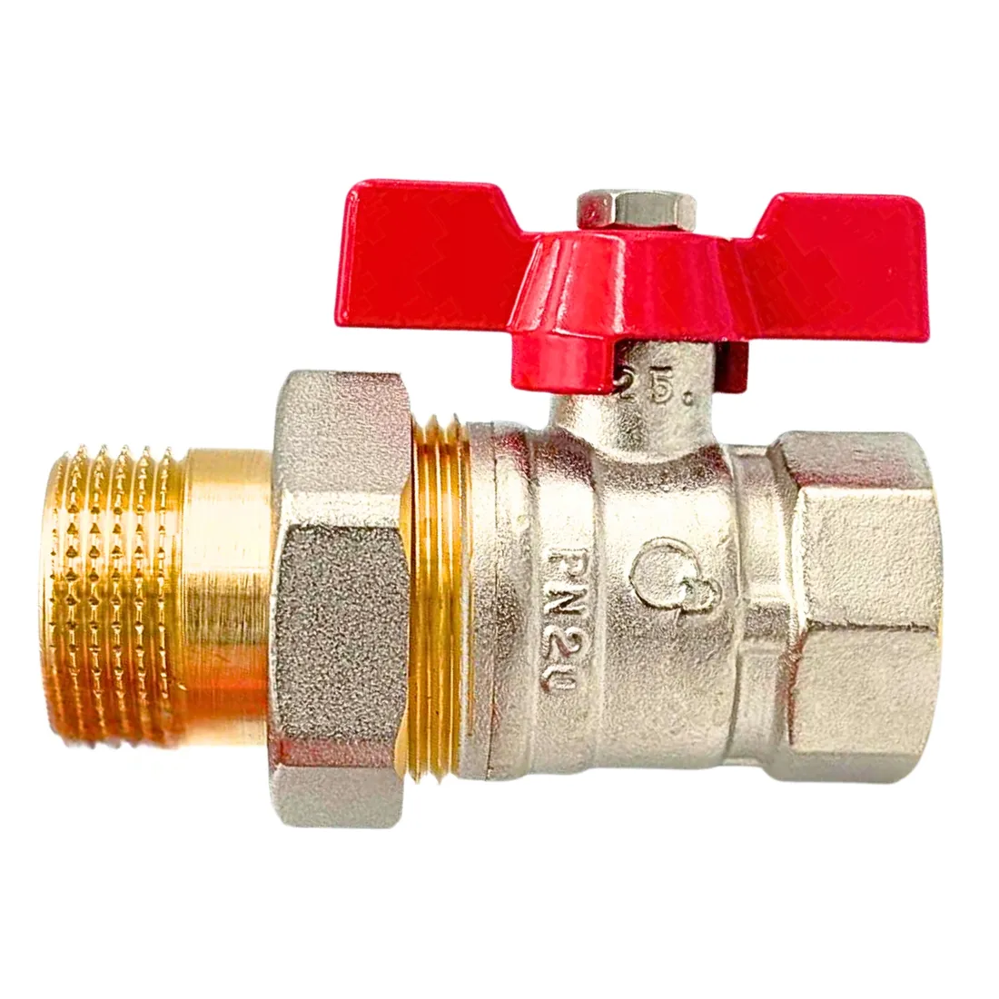 zawor-kulowy-kurek-1-dn25-mosiezny-ze-srubunkiem-i-dlawica-motylek-solidny