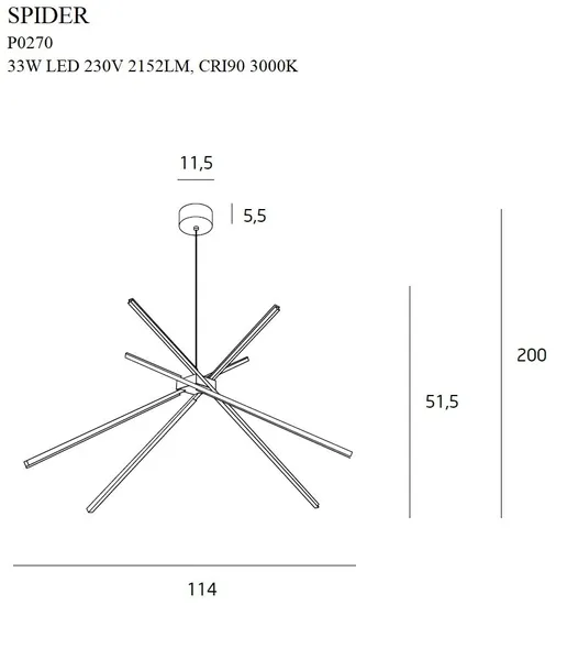 lampa-wiszaca-led-spider-p0270-maxlight-kolor-bialy