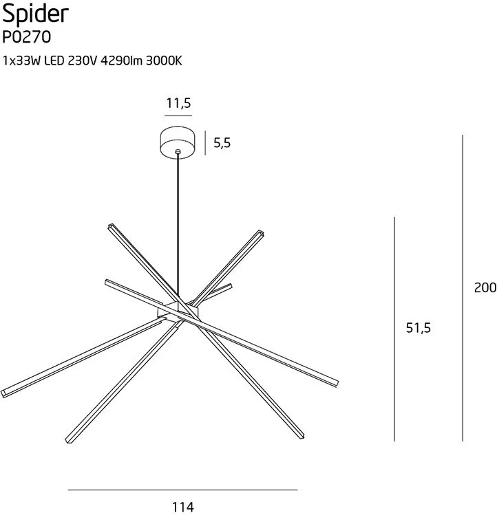 lampa-wiszaca-led-spider-p0270-maxlight-stan-nowy