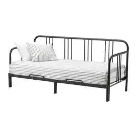 ikea-fyresdal-czarny-lezanka-2-szare-materace