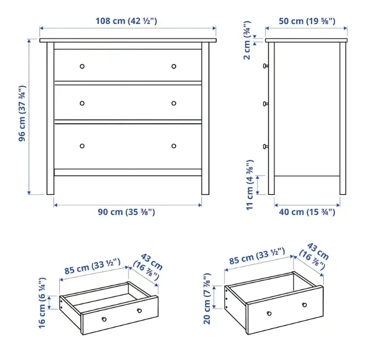 ikea-hemnes-komoda-3-szuflady-biala-bejca-108x96-stan-nowy