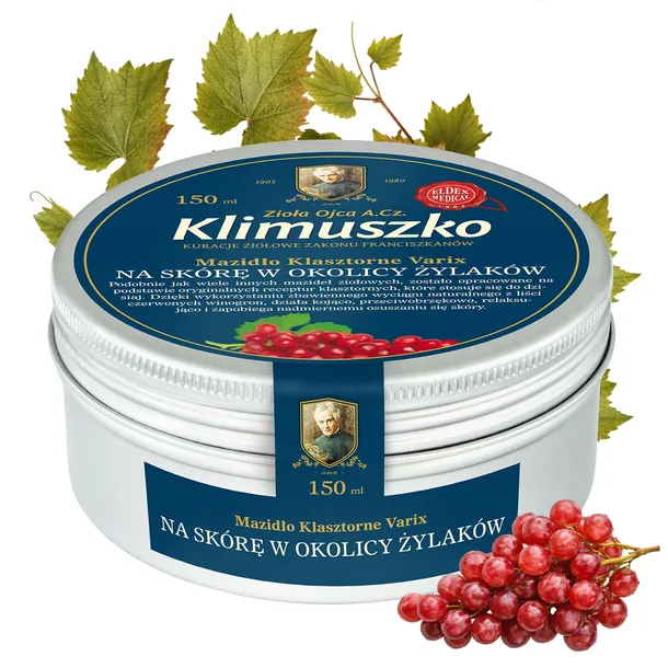 Maść na żylaki Obrzęki Zmęczone nogi Mazidło Ziołowe Klasztorne 150 ml 150g