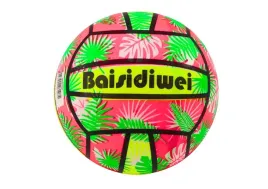 pilka-gumowa-jaskrawa-liscie-rozowo-zielona-24-cm