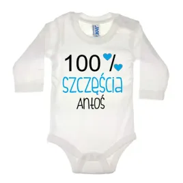body-biale-100percent-szczescia-blue-podaj-imie