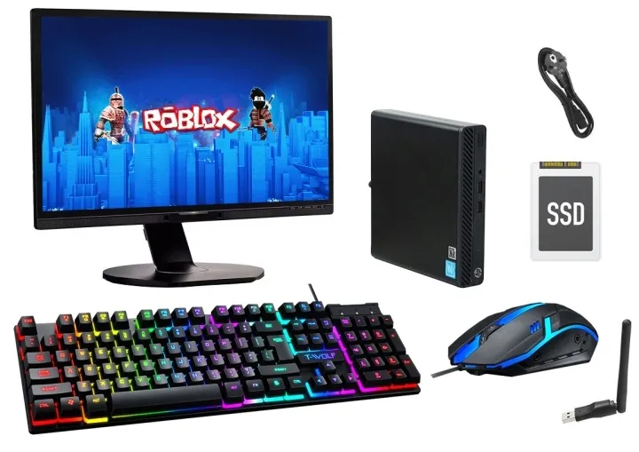 ZESTAW KOMPUTEROWY 4GB 128GB SSD W10 + MONITOR LED27 DO SZKOŁY GIER BIUROWY