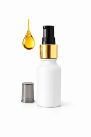 butelka-szklana-30ml-biala-matowa-z-pompka-zloto-czarna-do-kremu-oleju