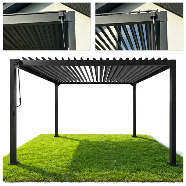 Pergola Ogrodowa Tarasowa 3x4m ALUMINIOWA Altana Pawilon REGULOWANY DACH