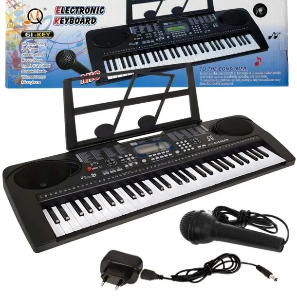 KEYBOARD ORGANY PIANINO DLA DZIECI DO NAUKI 61KL USB FM Bluetooth+ MIKROFON