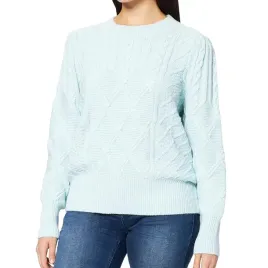 sweter-damski-naf-naf-blekitny-pleciony