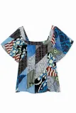 bluzka-damska-desigual-alejandria-niebieska-patchwork-stan-nowy