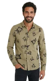 koszula-meska-desigual-ojos-khaki-z-nadrukiem-etnicznym