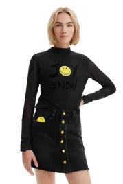 spodnica-damska-desigual-smiley-czarna-jeansowa-mini