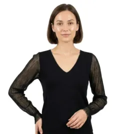 sweter-damska-naf-naf-mtulle-czarny-w-serek-z-przezroczystymi-rekawami