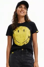 koszulka-damska-desigual-smiley-ria-czarna-z-nadrukiem