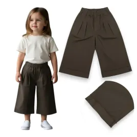 spodnie-materialowe-dziewczynka-eleganckie-wiosna-bawelna-braz-104-cm