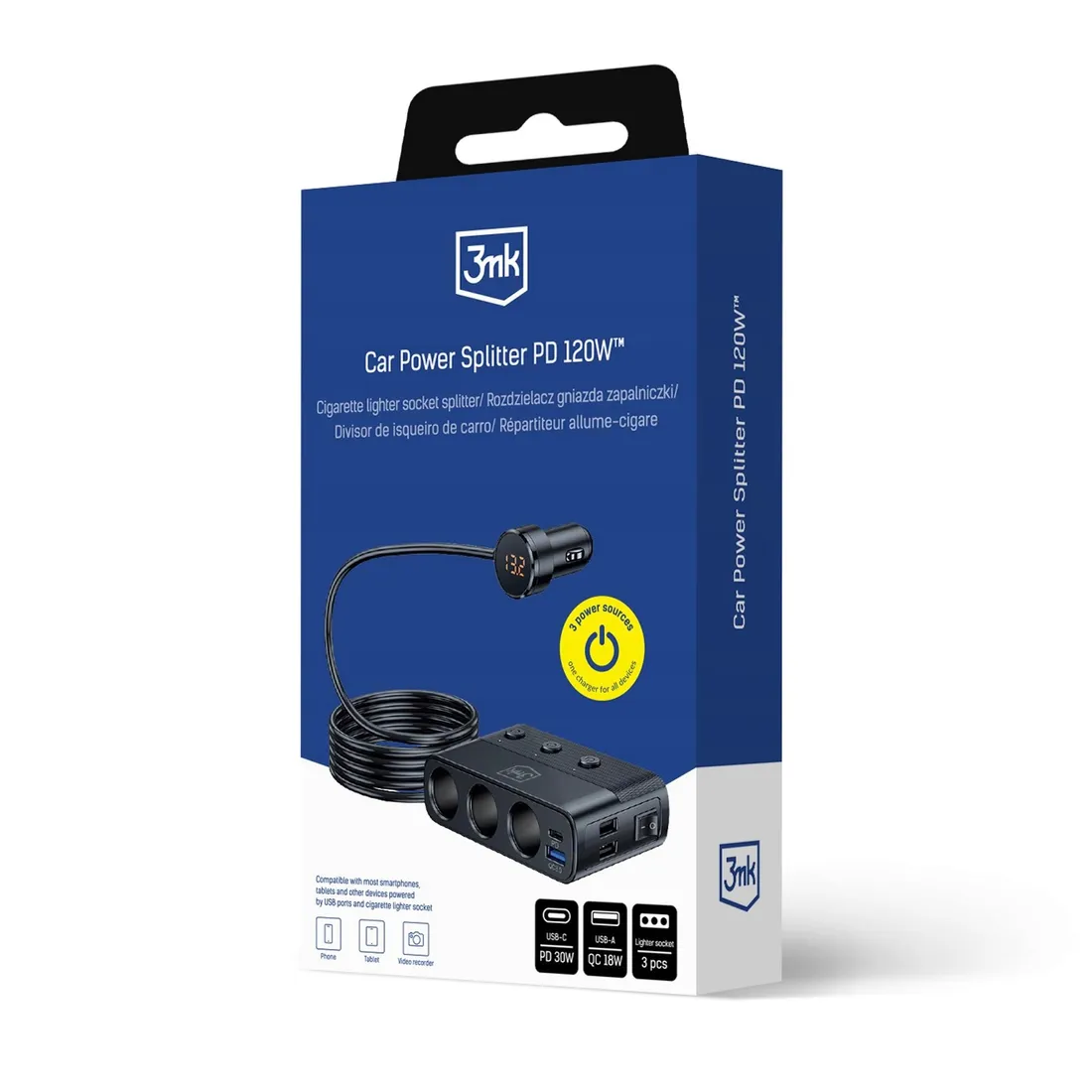3mk-car-power-splitter-120w-pd-qc-pps-usb-3a1c3socket-black