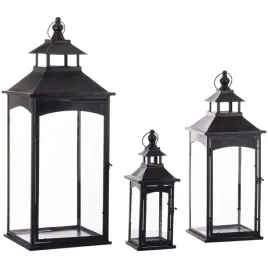latarnia-komplet-3-lampionow-szklo-metal-czarny-wysoki-86-67-45-cm
