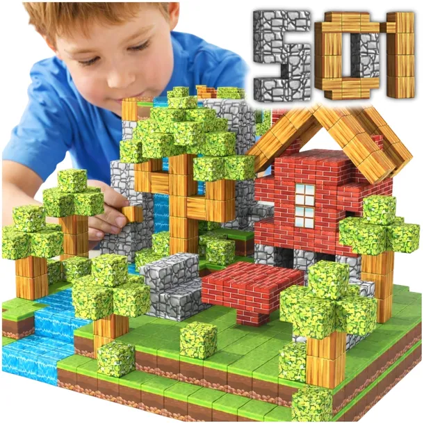 Klocki Magnetyczne 501 sztuk 3D Bloki Konstrukcyjne Sześciany Zestaw Pixele
