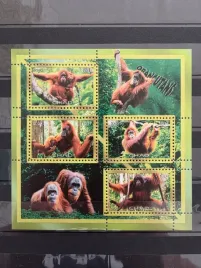 znaczki-fauna-zwierzeta-orangutany-czad-czysty-zn26