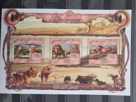 znaczki-fauna-zwierzeta-koty-lwy-gwinea-czysty-zn26