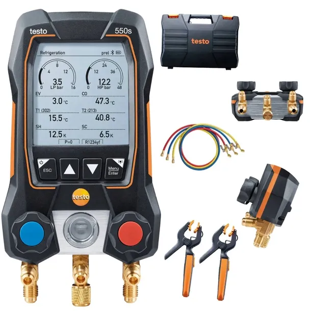 Manometry Testo 550s z wężami i sondami temperatury Testo 115i, 24 msc
