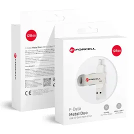 pendrive-128gb-usb-3-2-gen-1-usb-a-usb-c-forcell-f-data-metal-duo-srebr