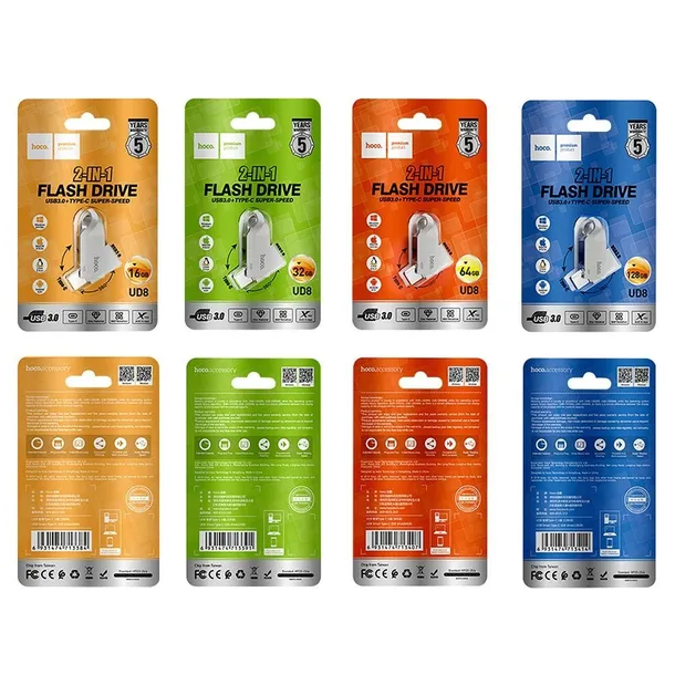 pendrive-64gb-usb-3-0-usb-a-usb-c-hoco-ud8-nikiel