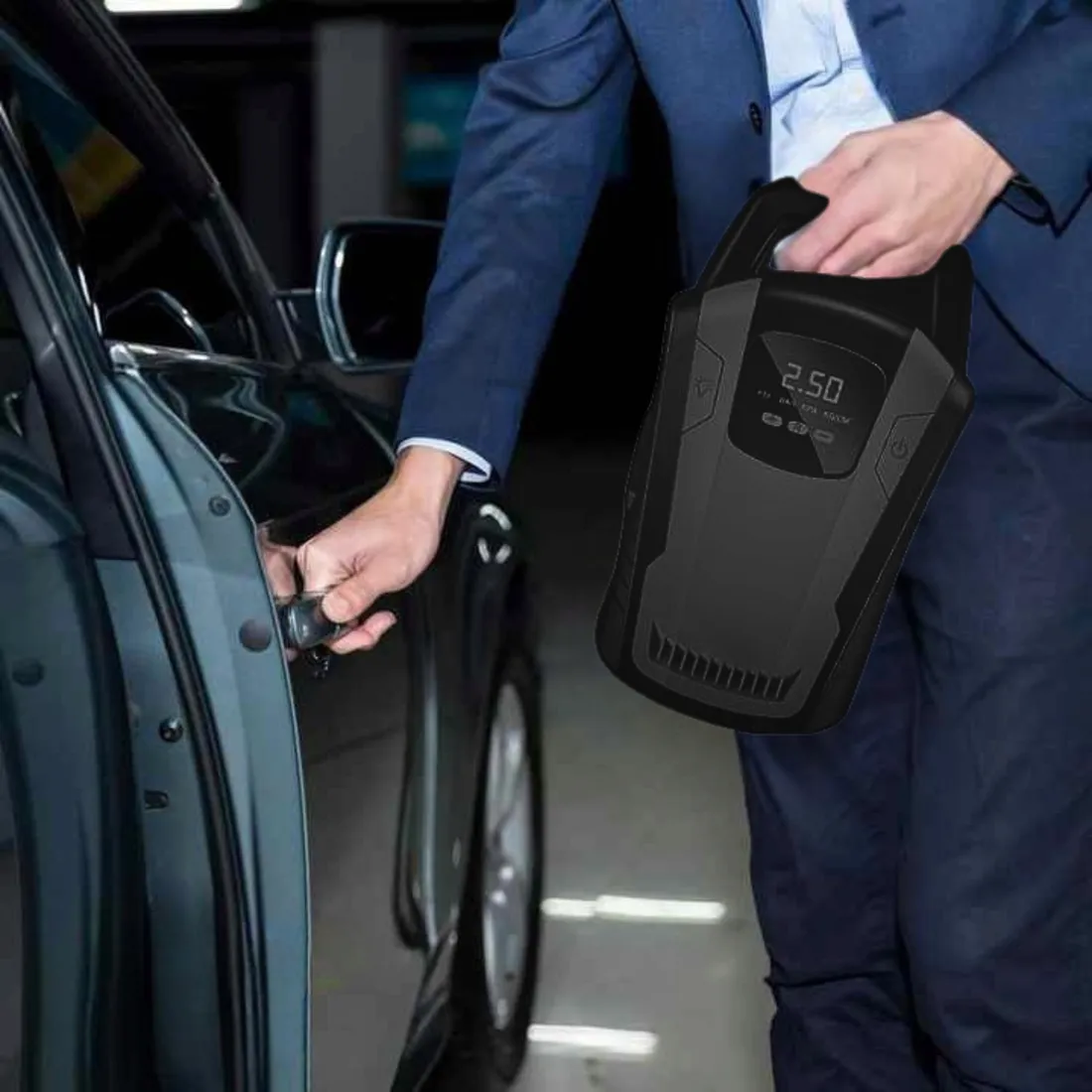 przenosny-kompresor-samochodowy-bezprzewodowa-sprezarka-do-akumulatora