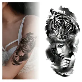 tatuaz-tymczasowy-wodny-tygrys-kobieta-mrok