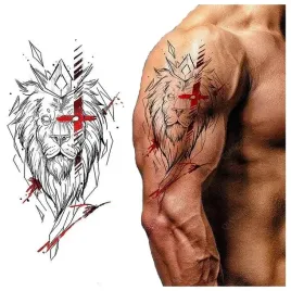 tatuaz-tymczasowy-wodny-lew-czerwona-krew