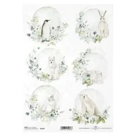 papier-ryzowy-do-decoupage-a4-r1632-pingwin-zajac-lis-sowa-niedzwiedz