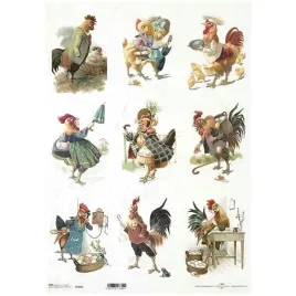 papier-ryzowy-do-decoupage-a3-itd-1005l-kury-koguty-w-ubraniach