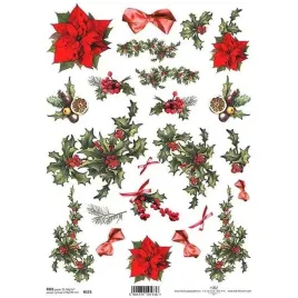 papier-ryzowy-do-decoupage-a4-r173-gwiazda-betlejemska-poinsecja-ostrokrzew