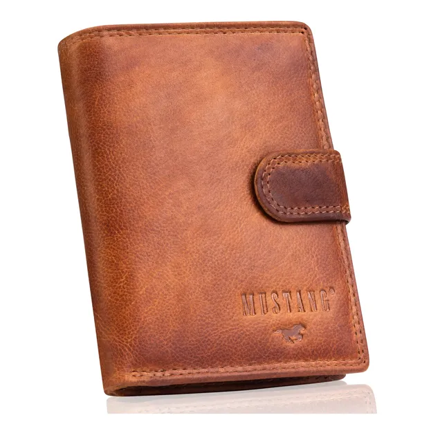 Portfel Męski Mustang Skórzany Pionowy RFID Stylowy Modny Prezentowy