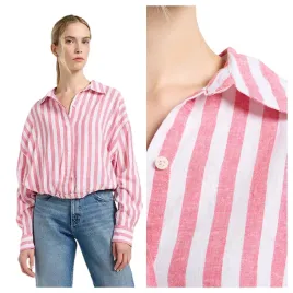 koszula-damska-lee-elasticated-shirt-rozowa-lniana-xs