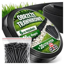 Zdjęcie produktu OBRZEŻE OGRODOWE TRAWNIKOWE PLASTIKOWE ELASTYCZNE CZARE 6cm 10m + SZPILKI