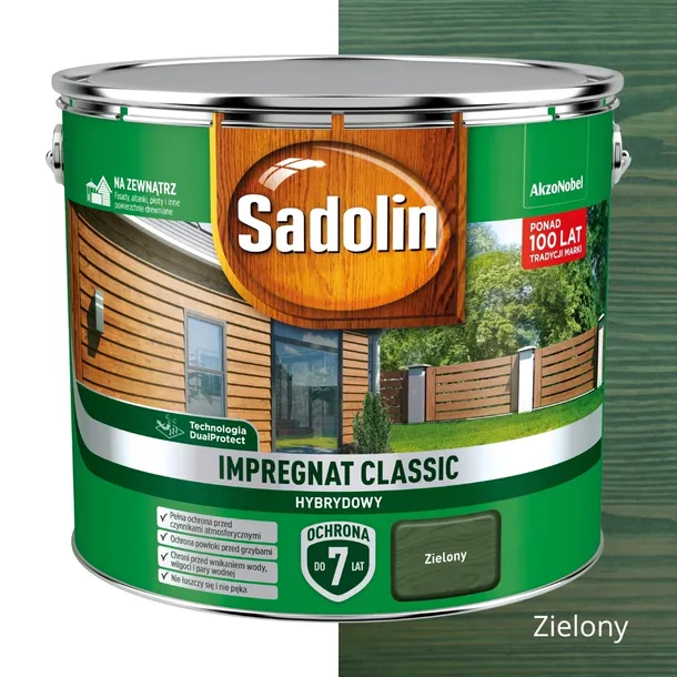 SADOLIN CLASSIC IMPREGNAT OCHRONNO-DEKORACYJNY DO DRZEWA 9L ZIELONY
