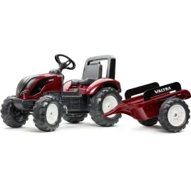 falk-traktorek-czerwony-valtra-s4-na-pedaly-z-przyczepka-od-3-lat