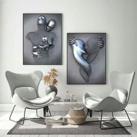 plakat-60x90cm-dekoracja-z-nadrukiem-metalowe-rzezby-bez-ramki-2-szt