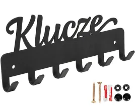 Zdjęcie produktu Wieszak Ścienny Metalowy Czarny Mat Klucze Akcesoria Loft Industrialny