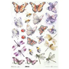 papier-ryzowy-do-decoupage-a3-itd-1097l-motyle-wazki-pszczoly-biedronki