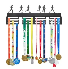 Zdjęcie produktu Wieszak metalowy na medale wzór BIEGACZE sport 60