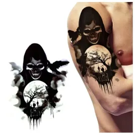 tatuaz-zmywalny-tymczasowy-smierc-szkielet-ksiezyc