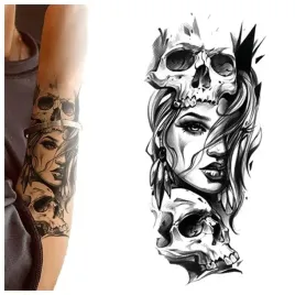 tatuaz-zmywalny-tymczasowy-kobieta-czaszki