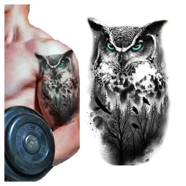 tatuaz-zmywalny-tymczasowy-sowa-las