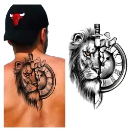 tatuaz-zmywalny-tymczasowy-lew-miecz-zegar